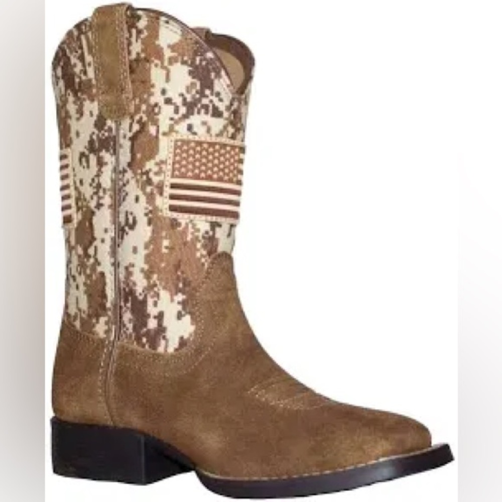 Ariat sport patriotic camouflage boots western cowboy brown tan women’s‎ size 6